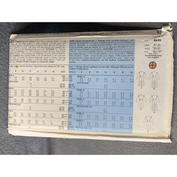 Butterick Misses Dress Sewing Pattern Sz 12 5770 - Uncut - Picture 3 of 4